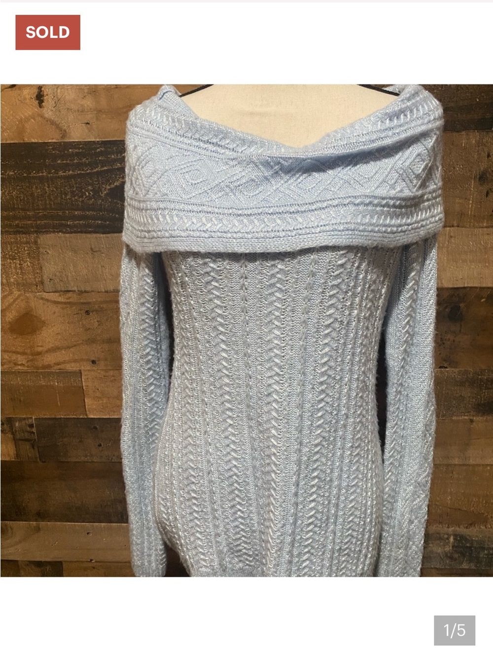 Whbm blue off shoulder sweater NWT small